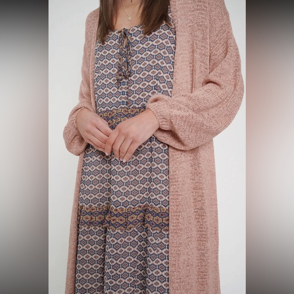 142. Cardigan Long Coral Ballon Sleeve Knit Oversized 
S/M & M/L Available NEW - Picture 5 of 6